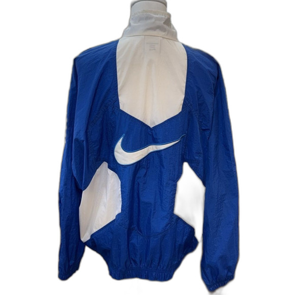VTG 90s Y2K Nike Blue White Swoosh Logo Full Zip Windbreaker Jacket L Philippine - Picture 4 of 14